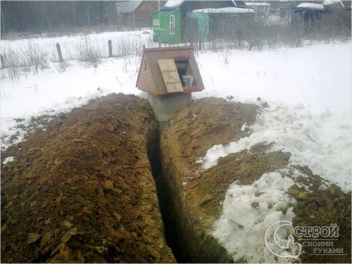 Монтаж труб зимнего водопровода