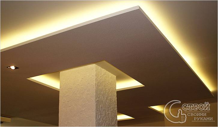 Как сделать гипсокартонный потолок с подсветкой своими руками?