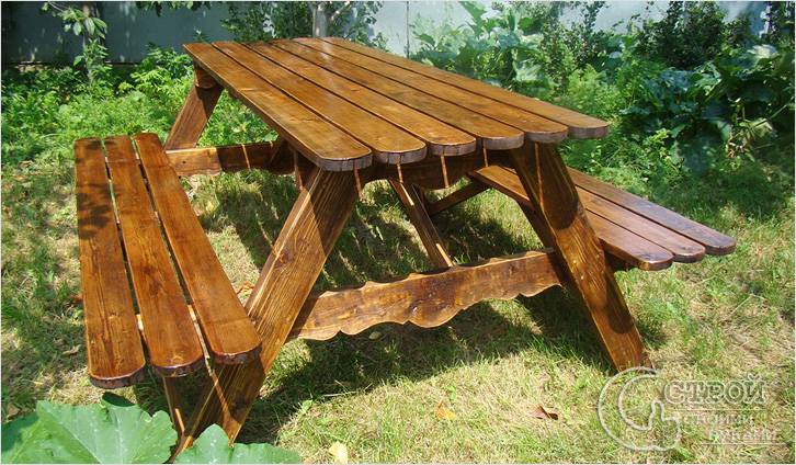 Деревянный стол для сада своими руками